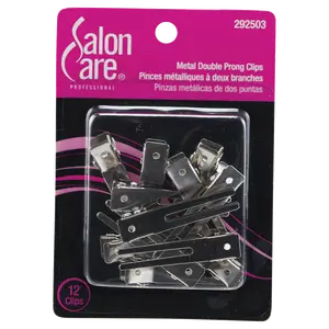Salon Care Metal Double Prong Curl Clips