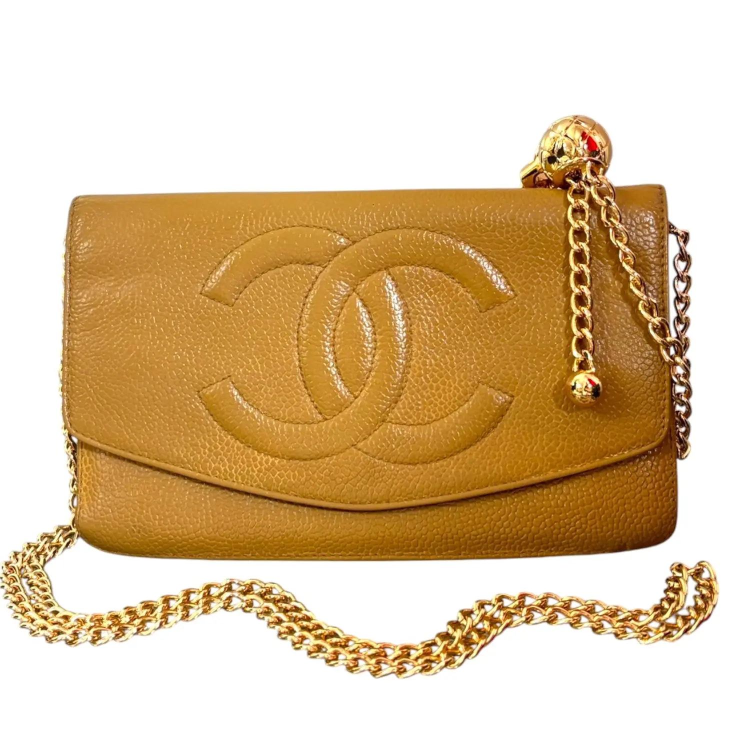 Pre-owned CHANEL Caviar Leather Clutches and wristlets Clutches & Wristlets Tan Caviar Timeless Clutch