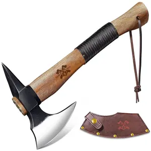Grumpy Bear Garden Axe for Camping，Blade with Walnut Wood Handle-Great Christmas gifts