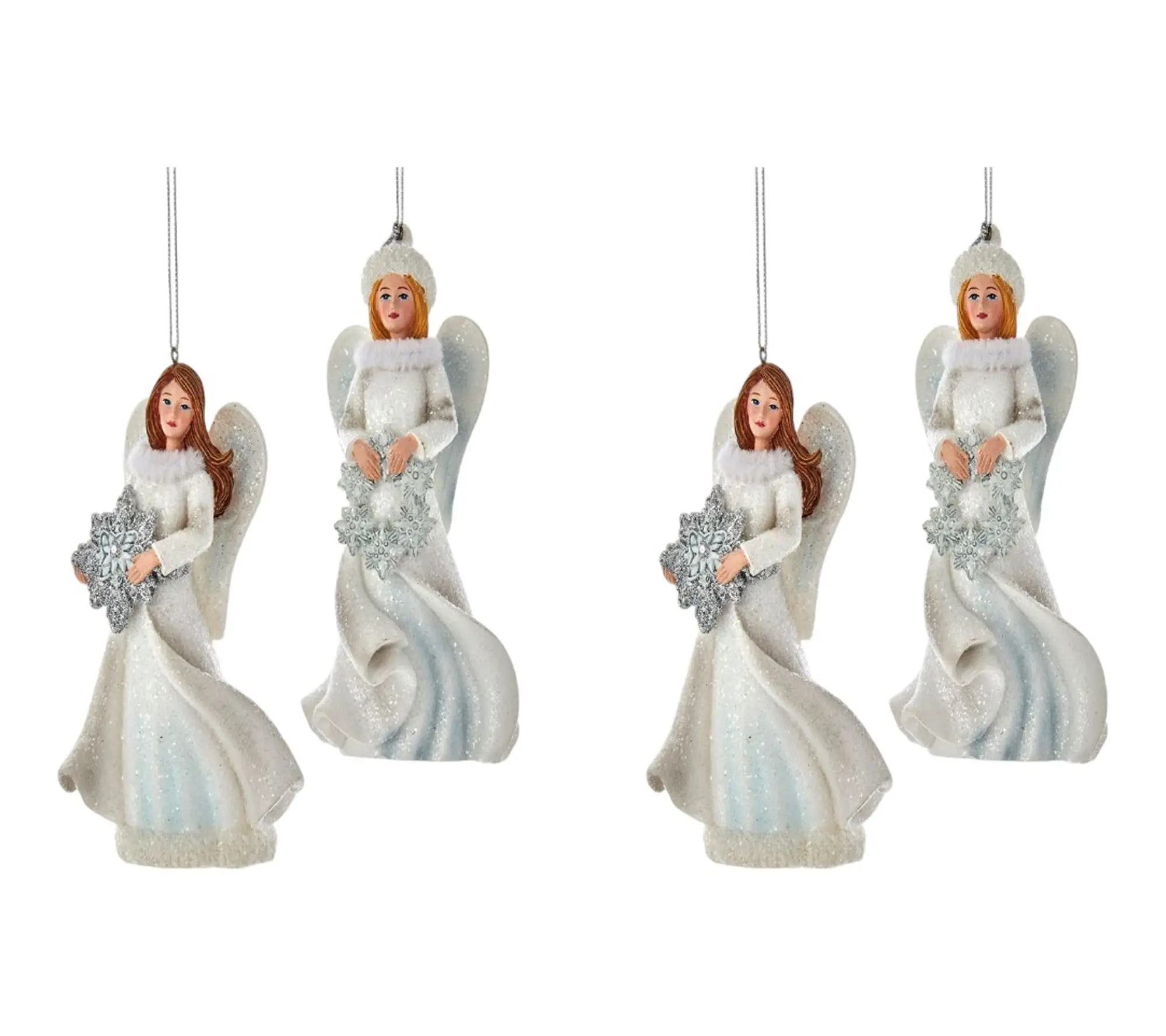 RC Home Decor-Set of 4 Winter White Angel Christmas Ornaments