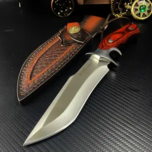 1PC, high hardness outdoor knife, fixed blade knife, integrated steel structure, sharp and durable, solid wood handle, comfortable grip, equipped with knife cover, suitable for outdoor camping or household kitchen, men's gift