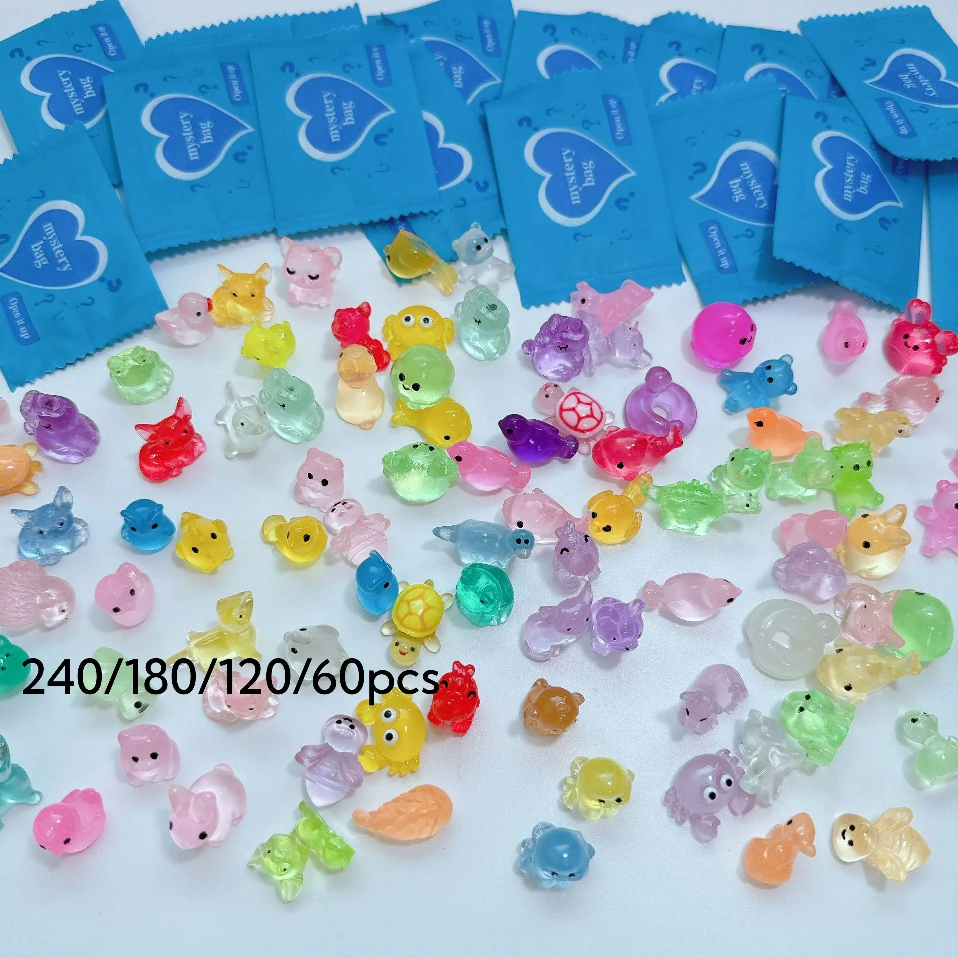 Glow-in-the-Dark Multicolor Mini Animal Resin Figurines & Ornaments (60/120/180/240pcs) - DIY Craft Ready DIY Accessories, Back to School Gifts, Room Decor Home Supplies