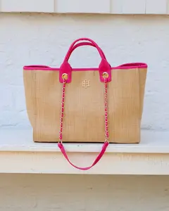 Missy Tote Natural Hot Pink