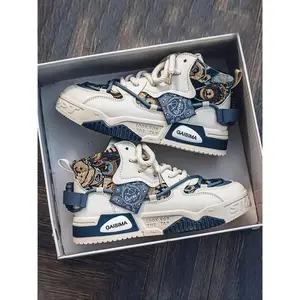 Men’s fashionable color‑block lace‑up high‑top skate shoes; casual, comfortable, breathable sports shoes; versatile round‑toe men’s shoes for everyday wear