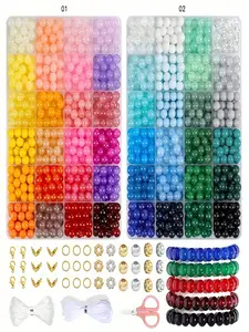 8mm Bead Kit, / Beads & Elastic Thread & Scissors & Accessories, DIY Jewelry Making Supplies for Bracelet & Necklace Making, DIY Beading Accessories