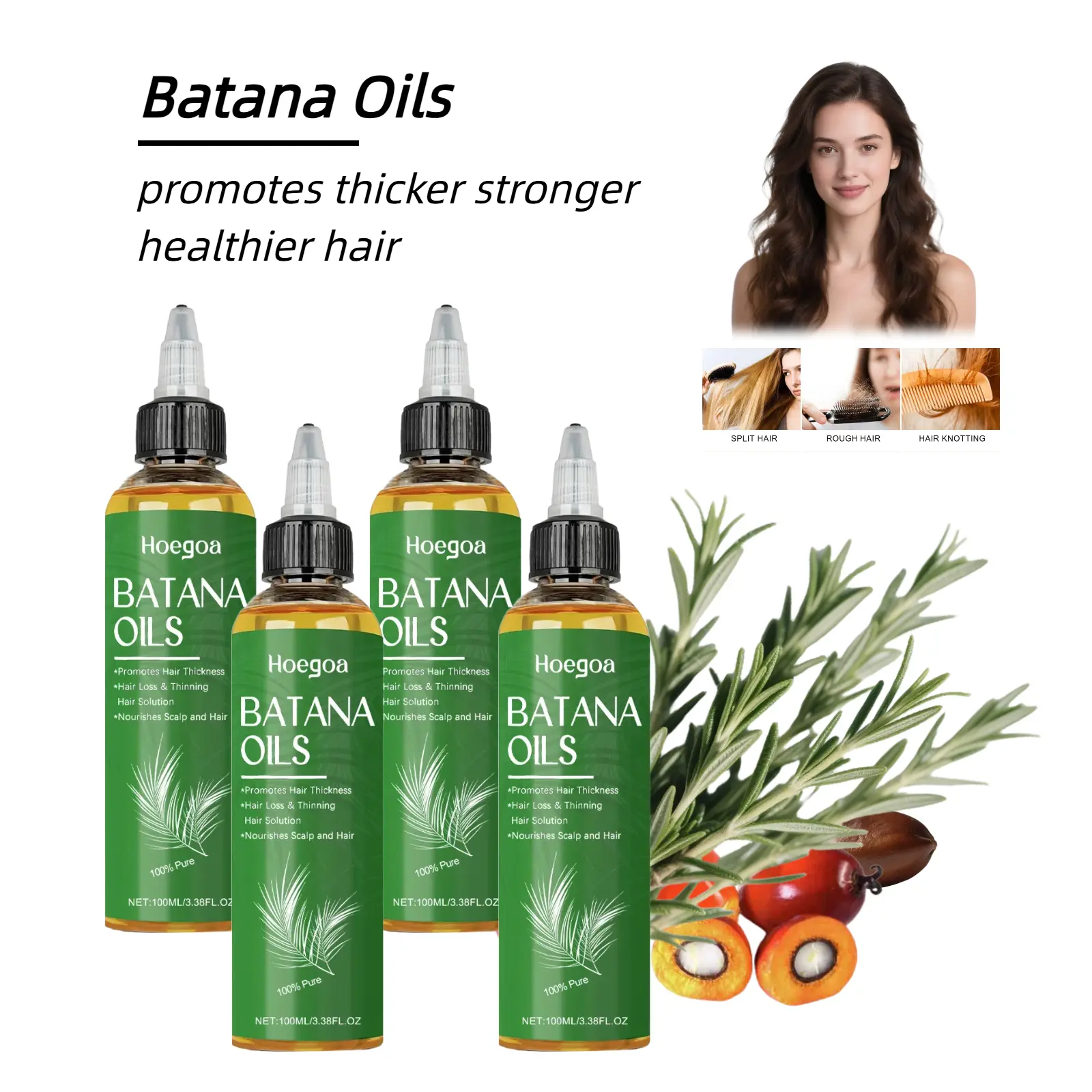 Batana Oil | Pure Batana Hair Growth Oil | Organic Rosemary Essential Oil Hair Blend | liquid batana oil | Deeply nourishes dry hair, repairs damaged strands | natural formula | Haircare frizz， Hair Oil Scalp Relief Tonic Nourishing Ayurvedic Oil