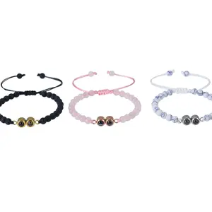 Unisex Photo Projection Bead Bracelets with Two Pictures