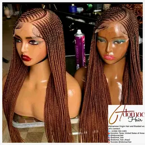 Adomach Hair Brown 30-36inches 360 Full Lace Braided Wig 008 - Unisex Luxury Braided Wig with Easy Styling & Comfortable Design for Distinctive Look
