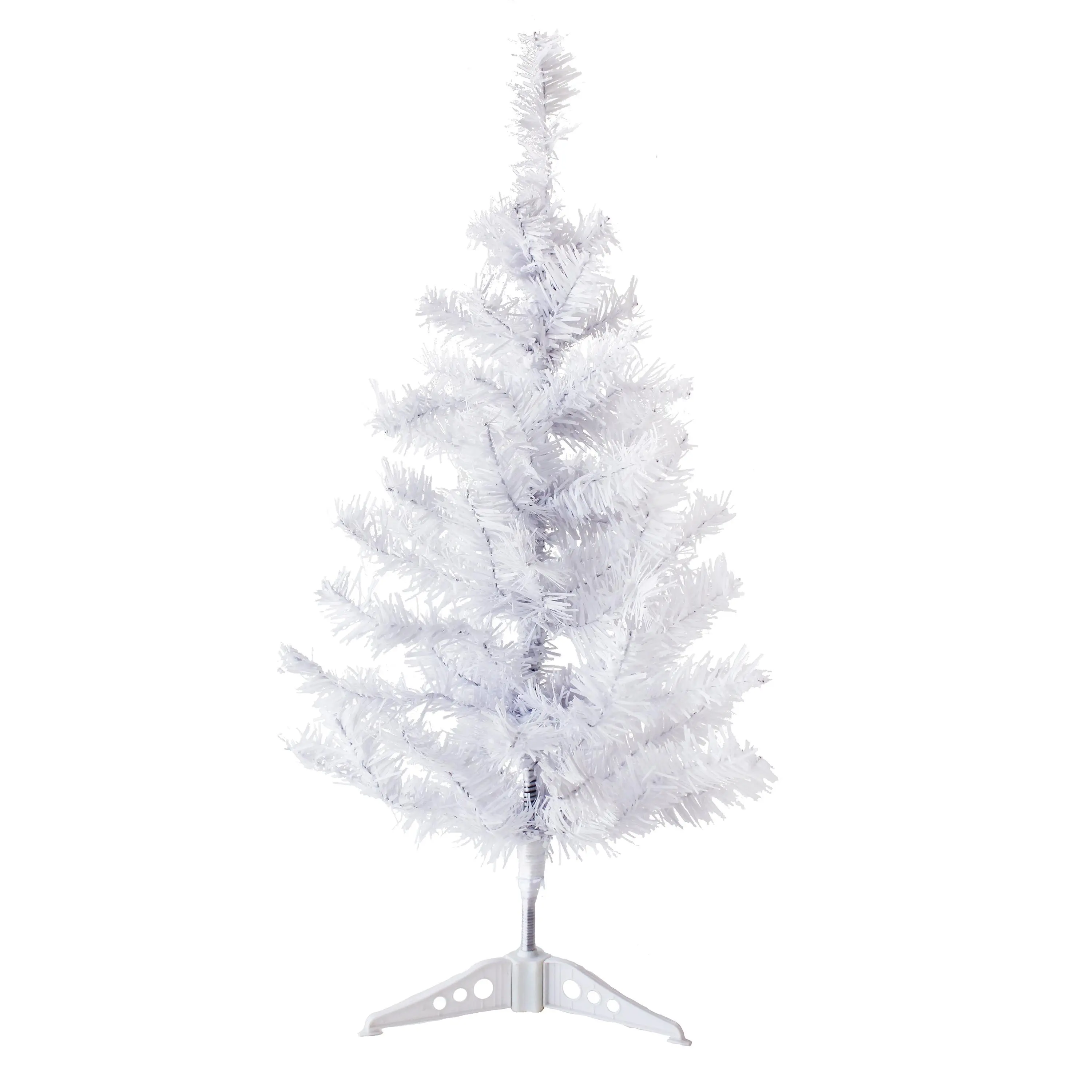 Perfect Holiday Tabletop Christmas Tree Compact Holiday Décor White Tree with Stand 2 Feet Plastic Home Decor