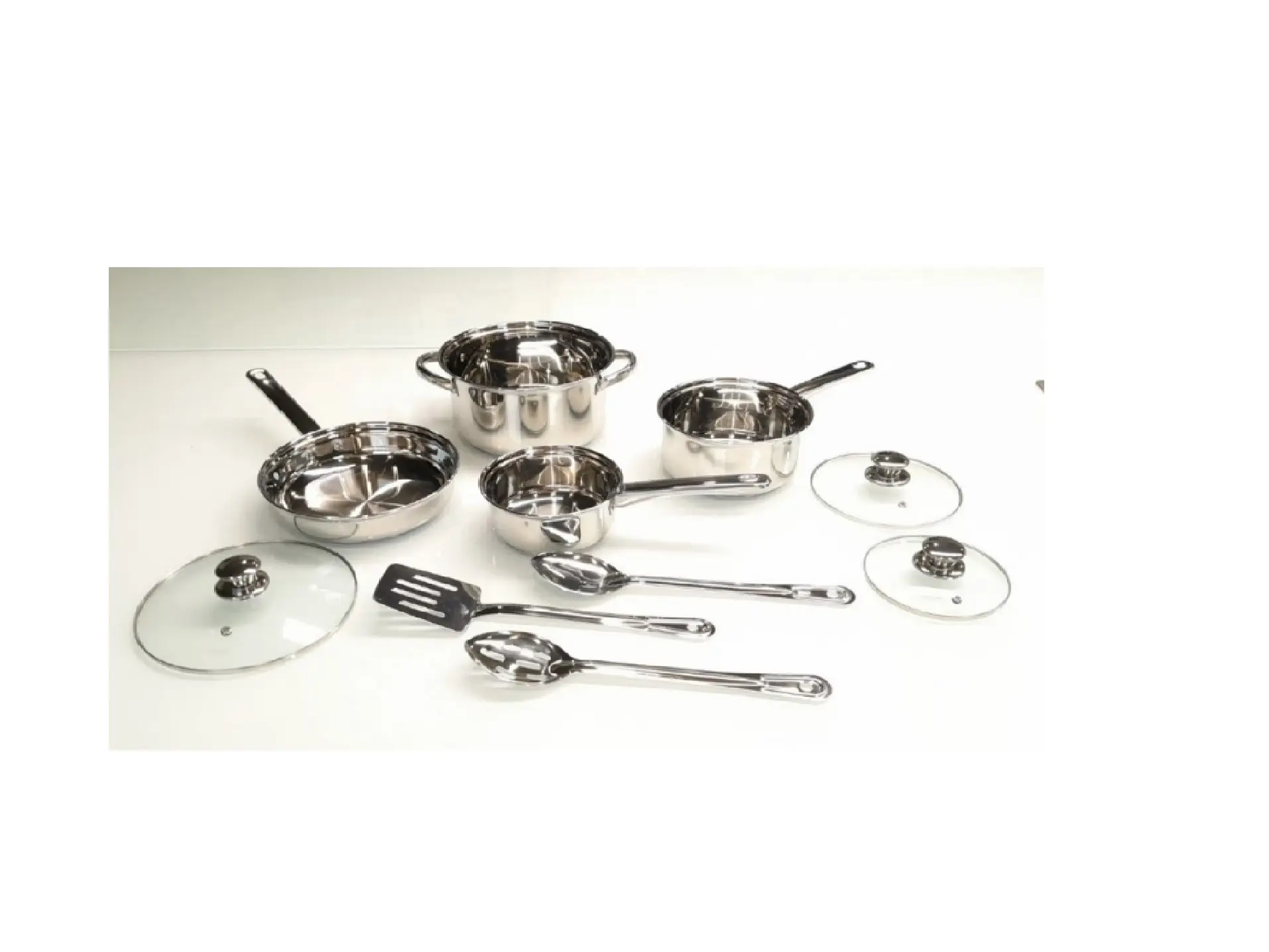 Mainstays Stainless Steel 10Pc Cookware Set with Lids and Kitchen Utensils