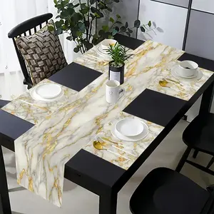 5-piece/7-piece set of table flags and placemats, washable, modern abstract beige white marble art table flag and placemat set, suitable for wedding festivals, indoor and outdoor party decorations, kitchens, family gatherings, gifts, party supplies