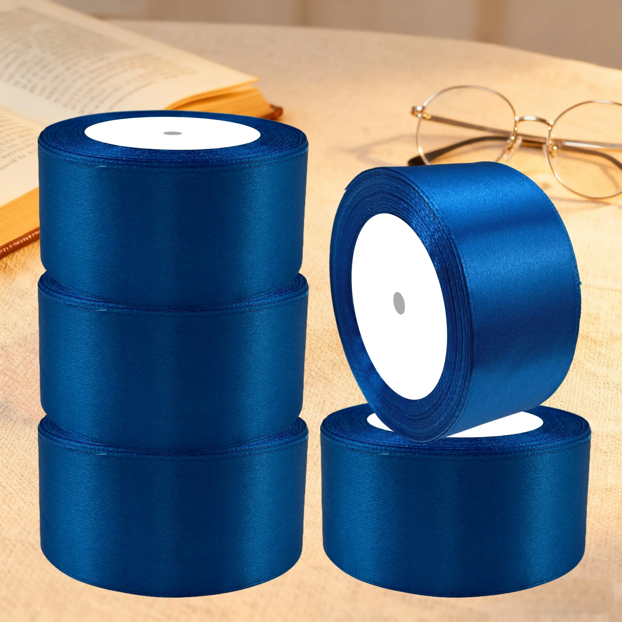 5 Rolls 4cm X 25yd Satin Ribbon, Pure Color Fabric Ribbon, Craft Roll Chair Sash, Valentine's Day Gift Wrapping, Gift Wrapping Supplies, Party Wedding Decorations, Flower Wrapping