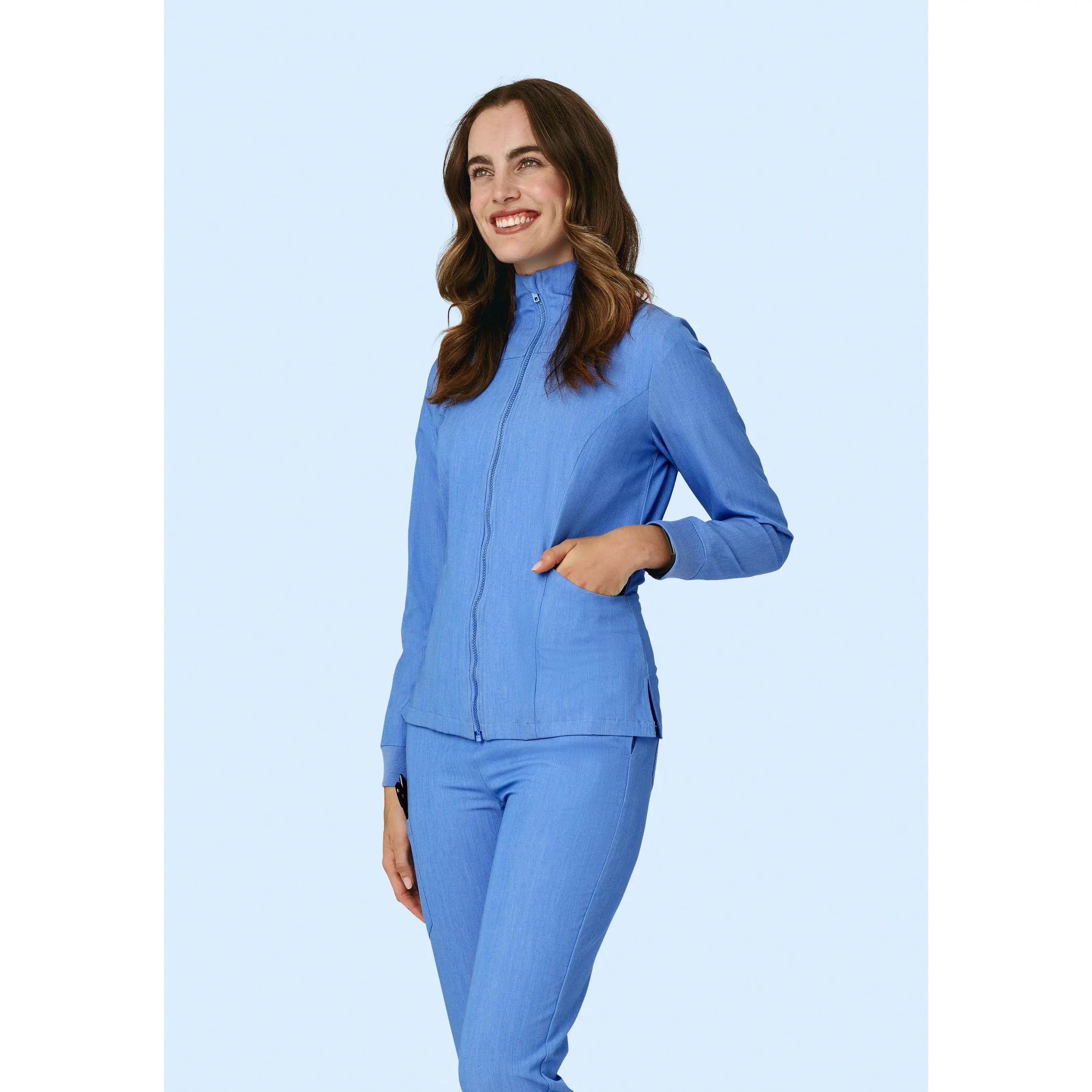 Women's Modern Scrub Jacket Heather Blue