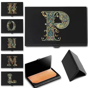 Letter Pattern Business Card Holder, 1 Count Lightweight Business Card Case, Stainless Steel Organize Box for Card Drivers License