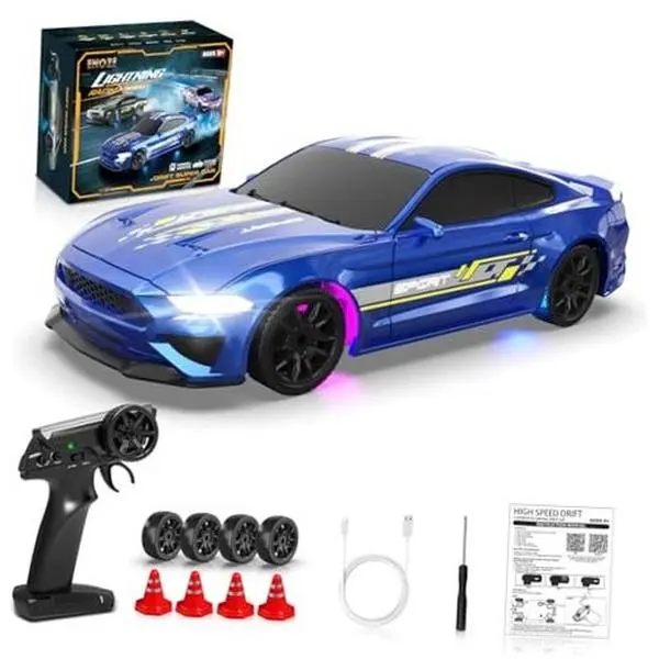 1:43 Scale Brushless Mini Fast RC Car - 2.4GHz 4WD Remote Controlled Vehicle, 15KM/h Speed Switching, Neon Lights, Realistic Handling, Instant Thrills Desktop Handheld Racing Toy, Mini Rc Drift Car, 15Km/H Fast Speed Switching