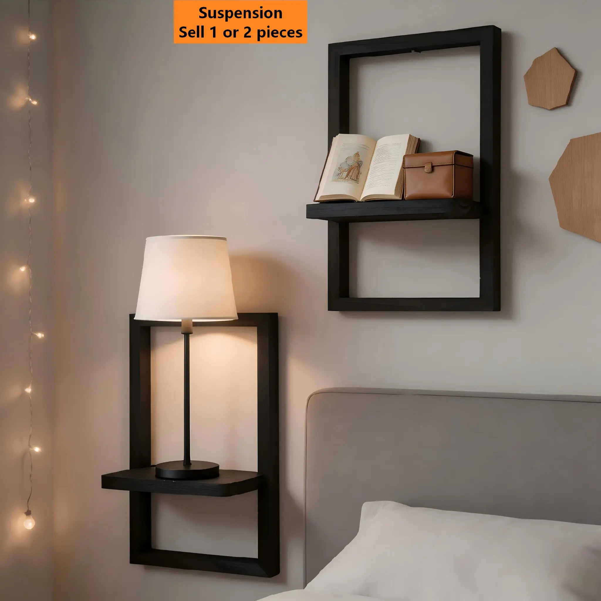 Floating Wall Shelf, Rustic Wooden Hanging Display Stand, Space-Saving Storage Rack, Space Saving Design, Wall Organizer for Household, Bedroom, Living Room, Bathroom, Decorative Items, Plants, Photos