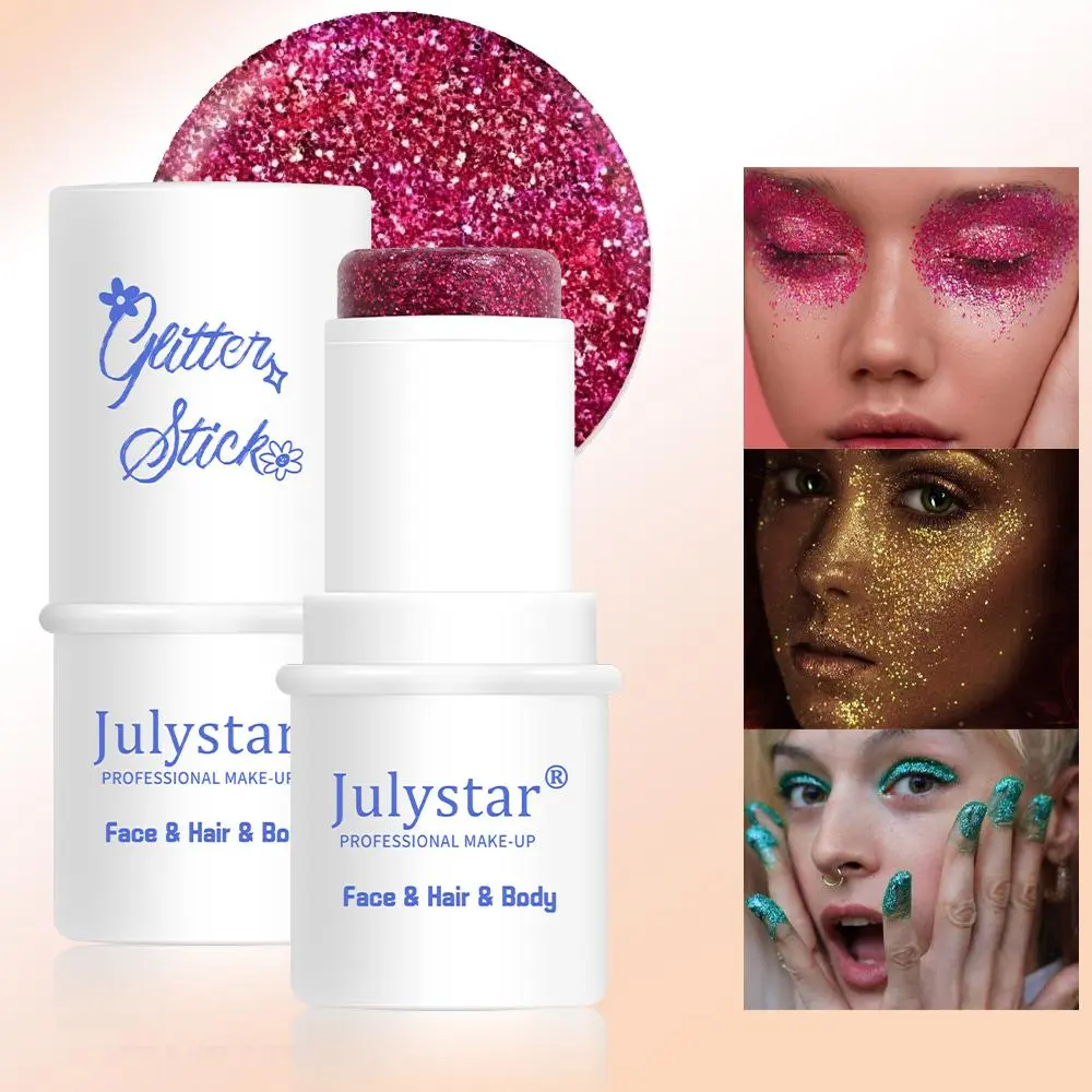 8 Color Glitter Gel Highlighter Stick for Eyes Lips Hair Nails, Holographic Body Glitter Sticks for Stage Performances Makeup Festivals Parties, Face Glitter Stick