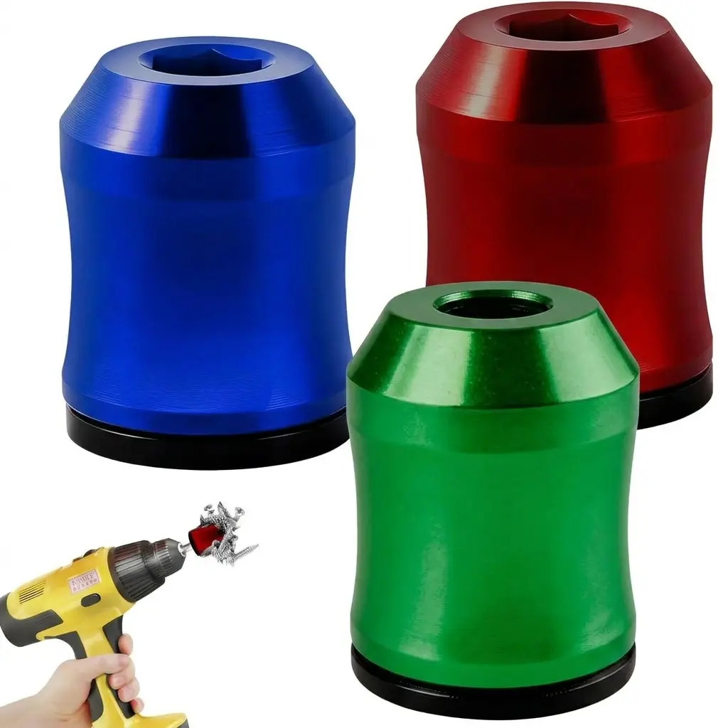 Strong Magnetic Screw Ring 1/4 Inch 6.35mm Universal Screw Holder Removable Screwdriver Drill Bit Holder for Hex Screwdriver and Power Bits Woodworking Tool