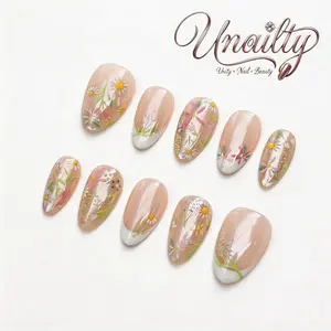 Unailty | Short Almond Collection（20mm） | Professional Salon-Quality Handmade Press-On Nails | High-Strength & Durable | Reusable
