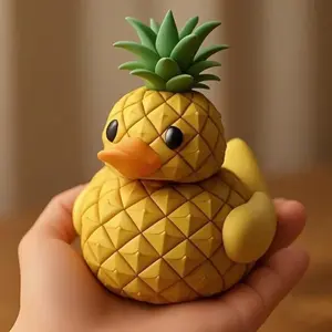 Cute Resin Pineapple Duck Ornament - Creative Fruit Duck Sculpture, Adorable Desktop & Auto Dashboard Decoration, Novelty Art Figurine, Funny Gift for Home Office, Room Decorations