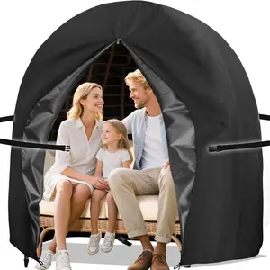 Double Egg Chair Cover  420D Oxford Hanging Outdoor Furniture Covers for Patio Wicker Egg Swing Cocoon Chair, 91x80 Inches, Black