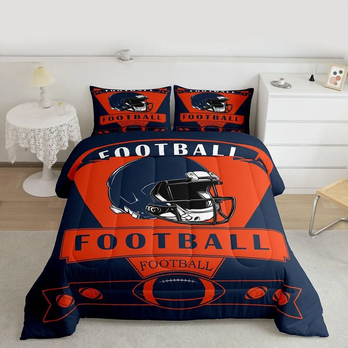 Football Comforter Set,Boys Bedding Set Toddler for Boys Girls,American Football City Comforter,Football Fans Gifts Quilt Set