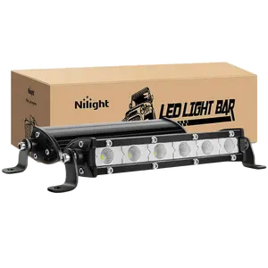 Nilight 7-Inch 18W Ultra-Slim Aluminum Alloy Flood Lightbar Pair with Bulbs - IP67 Rated, Mountable LED Work Light, Wide Illumination