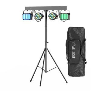 UKING 4 in 1 RGBW LED Stage Light Kit with Stand & Bag Strobe and Par Lighting System for DJ Disco Party Wedding and Holiday Events