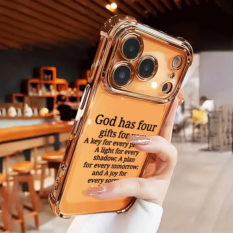 God's 4 Gifts Customized Festive Theme Smartphone Case, Shockproof, Anti-Scratch Soft Silicone Protector with Thickened Corners, Multi-Model Fit for iPhone 17 Air, 16 Pro Max, 15 Plus, 14, 13, 12, 11, X, XS Mobile Device Accessory