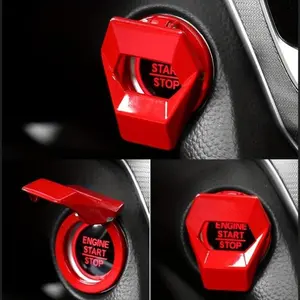 Carbon Fiber Texture Car Engine Start Stop Button Cover, Decorative Switch Protector Universal Auto Interior Accessory