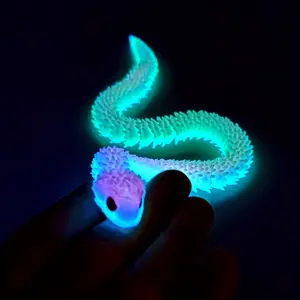 Glow-In-The-Dark 3D Printed Snake Statue, Collectible Figurine, 30cm Plastic Model, Soft Joints, UV Absorbing, Perfect for Halloween & Christmas Decorations, Collectible Room Decor