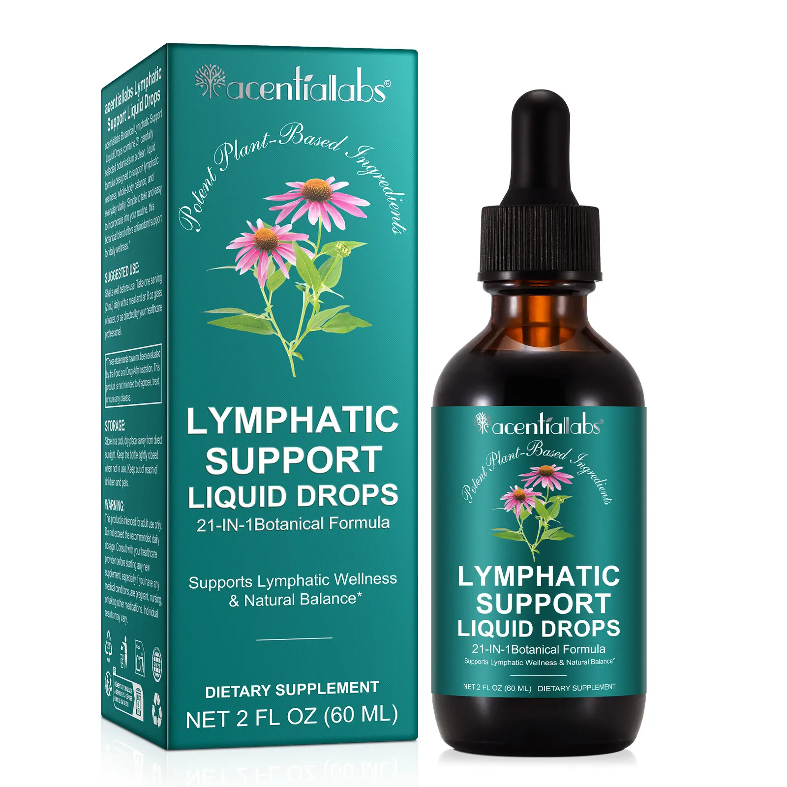 21-in-1 Lymphatic Drainage Drops for Lymph System Support Supplement for Women & Men with Echinacea, Dandelion, Burdock, Bromelain, Calendula, Turmeric & More, Healthcare, Dietary tiktokshopspringglowup summerwins