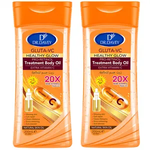 2PCS 200ml DR.DAVEY GLUTA-VC BODY OIL Skincare oil High Potency Oil moisturizes and nourishes the skin with a large volume of whole-body essential oil  for Body, Face, Hand, Foot,Lip, Eye,travel