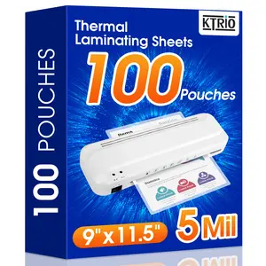 KTRIO 100 Pack Laminating Sheets 5 Mil, Hold 8.5 x 11 Inches Laminate Sheets, 9 x 11.5 Thermal Laminating Pouches for Laminator, Clear Lamination Sheets Paper, Letter Size, Office School Home Supplies