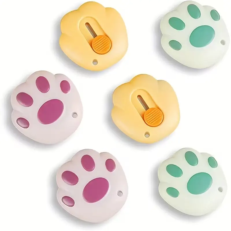 6pcs Creative Mini Cat Claw Utility Knife, Cute Cartoon Paper Cutter, Portable Handheld Craft Knife, Precision Blade, Pocket Knife