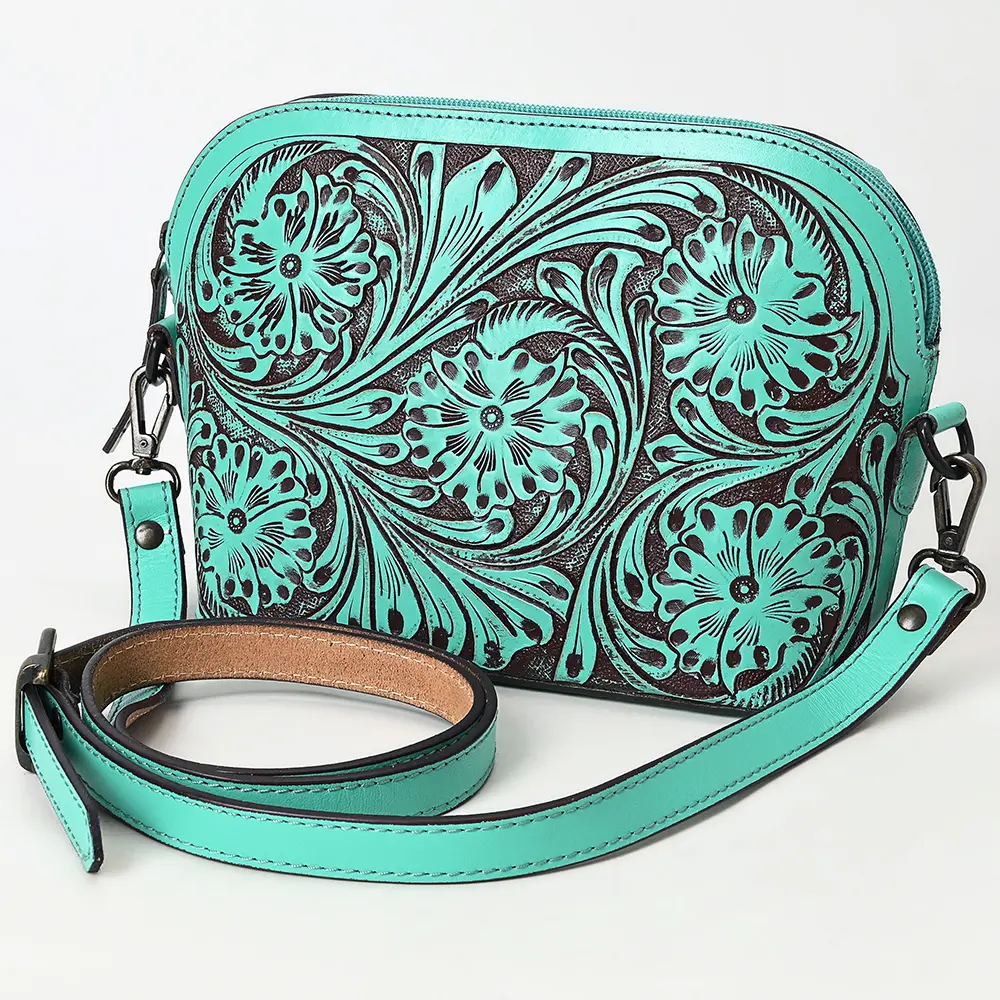 American Darling Cross Body Hand Tooled Genuine Leather Western Women Bag | Antique Tan Handbag Purse Crossbody for Cute