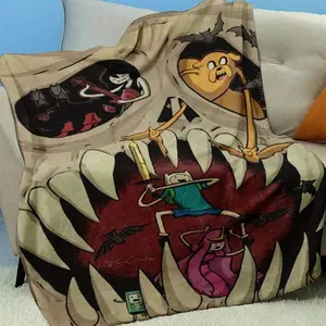 Adventure Time Skeleton Design Blanket - Finn & Jake Battle Scene blanket-Suitable for beds and sofas can also be given as a gift - Perfect Gift for Adventure Time Fans