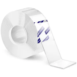 Heavy-Duty Nano Double-Sided Mounting Tape, Removable Wall Sticky Adhesive Strips with Long-Lasting Bond, Reusable Thick Gel Grip for Hanging Pictures, Posters