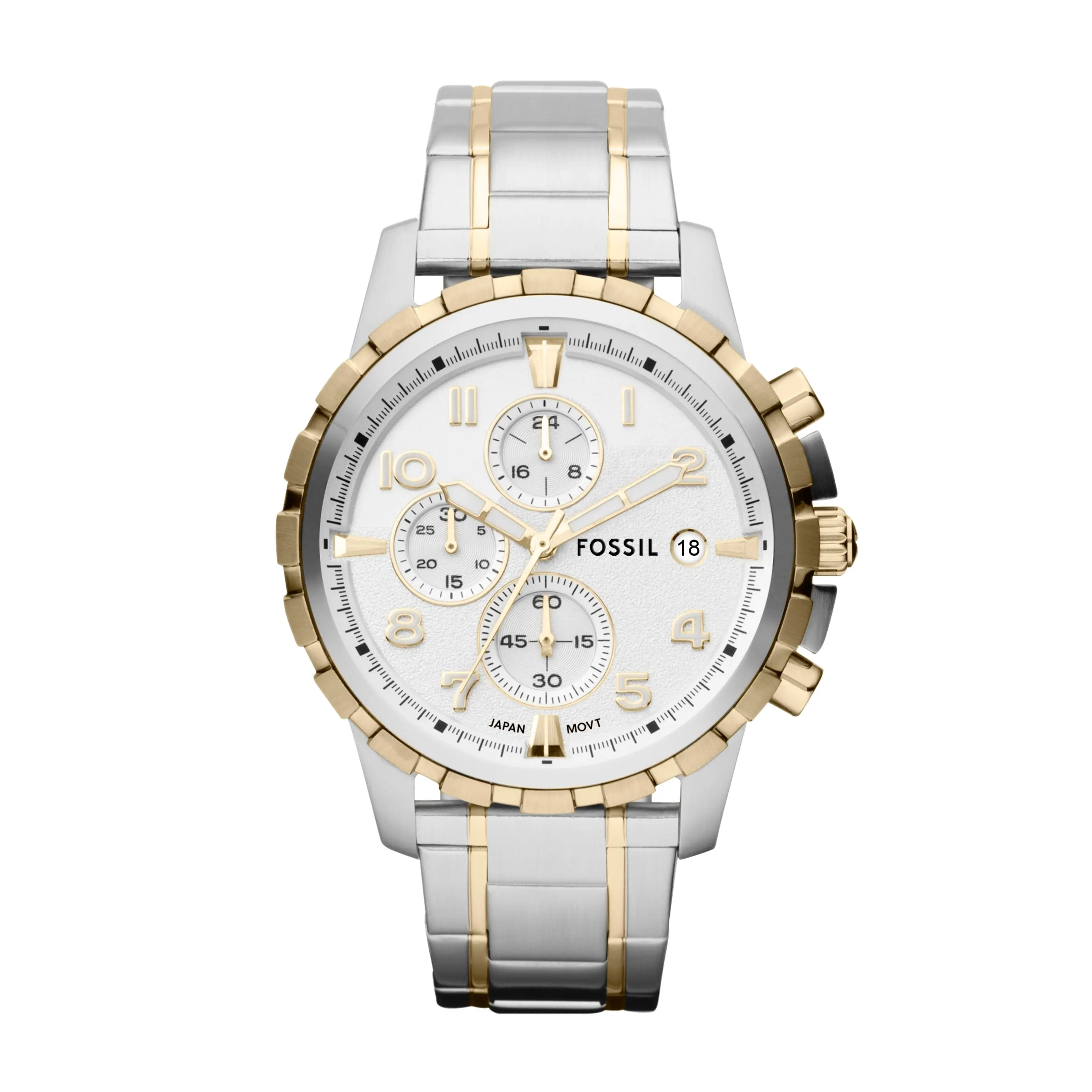 Fossil Dean 45mm Men's Chronograph, Two-Tone Stainless Steel Watch
