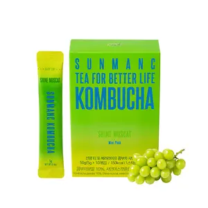 SUNMANG Shine Muscat Kombucha 10 Packets - 0g Sugar & 15 Calories - 19 Probiotic Strains & Vitamin C - Refreshing Sparkling Drink Mix for Digestive Support - Perfect K-Food Pairing (Shine Muscat)