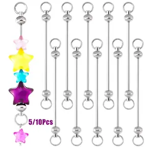 5/10pcs Beadable Keychain Bar Blank, Detachable Metal Bead Keychain Bars, DIY Pendant Keychains Accessories, Craft Supplies
