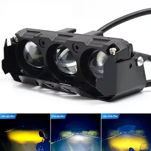 3 Lens Super Bright Light Motorcycle Headlights Led Lens Spotlight Moto Fog Lamp Motorcycle High Low Beams Led Bar Light Work Light Scooters Led Front Lights
