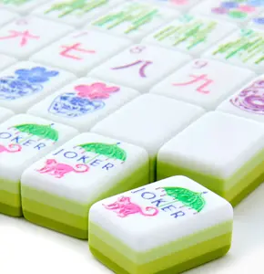 Green 4-layer Acrylic American Mahjong Set Oh MY Mahjong Tiles for Home Use and Gift Hand Modern Design