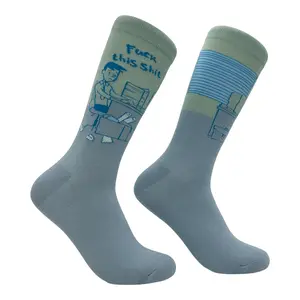 Men's F*ck This Shit Socks Funny Sarcastic Work Graphic Novelty Footwear for Men Funny Graphic Socks Comfortable Fitted Spandex Cotton