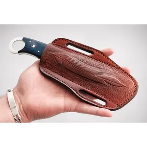 Handmade Leather Knife Sheath – Hand Engraved Fixed Blade Knife 7 Inch Universal Cover
