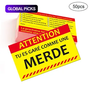 50pcs French Car Parking Cards, Funny Meme Parking Tickets, Warning Reminder Cards, Multi-Reason Incorrect Parking Notes, Writable Evil Parking Alerts #GLOBAL PICKS