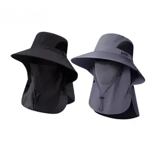 Outdoor Sun Hat for Men & Women – Wide Brim UPF Protection Fishing Hat with Neck Flap & Detachable Face Cover, Quick-Dry Breathable Mesh, Adjustable Safari Cap for Hiking, Camping & Summer Travel