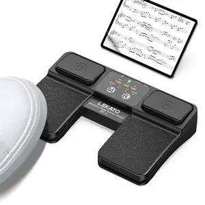 LEKATO Wireless Bluetooth Page Turner for ipad Tablets Android IOS, Usb-Rechargeable Music Page Turner Foot Pedal with LED Battery Indicator Supports Multimedia Controls (Play/Pause, Next Track)