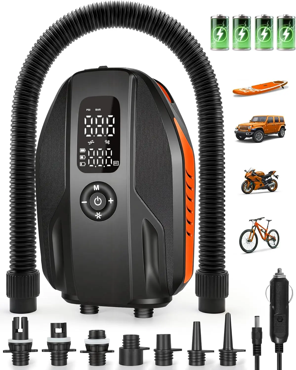 Paddle Board Electric Pump, 18000mAh Rechargeable 20PSI High Pressure SUP Pump, Intelligent Dual Stage Inflation & Deflation, Auto-Off for Stand Up Paddle Boards, Surfing Kite, Tent, Boat
