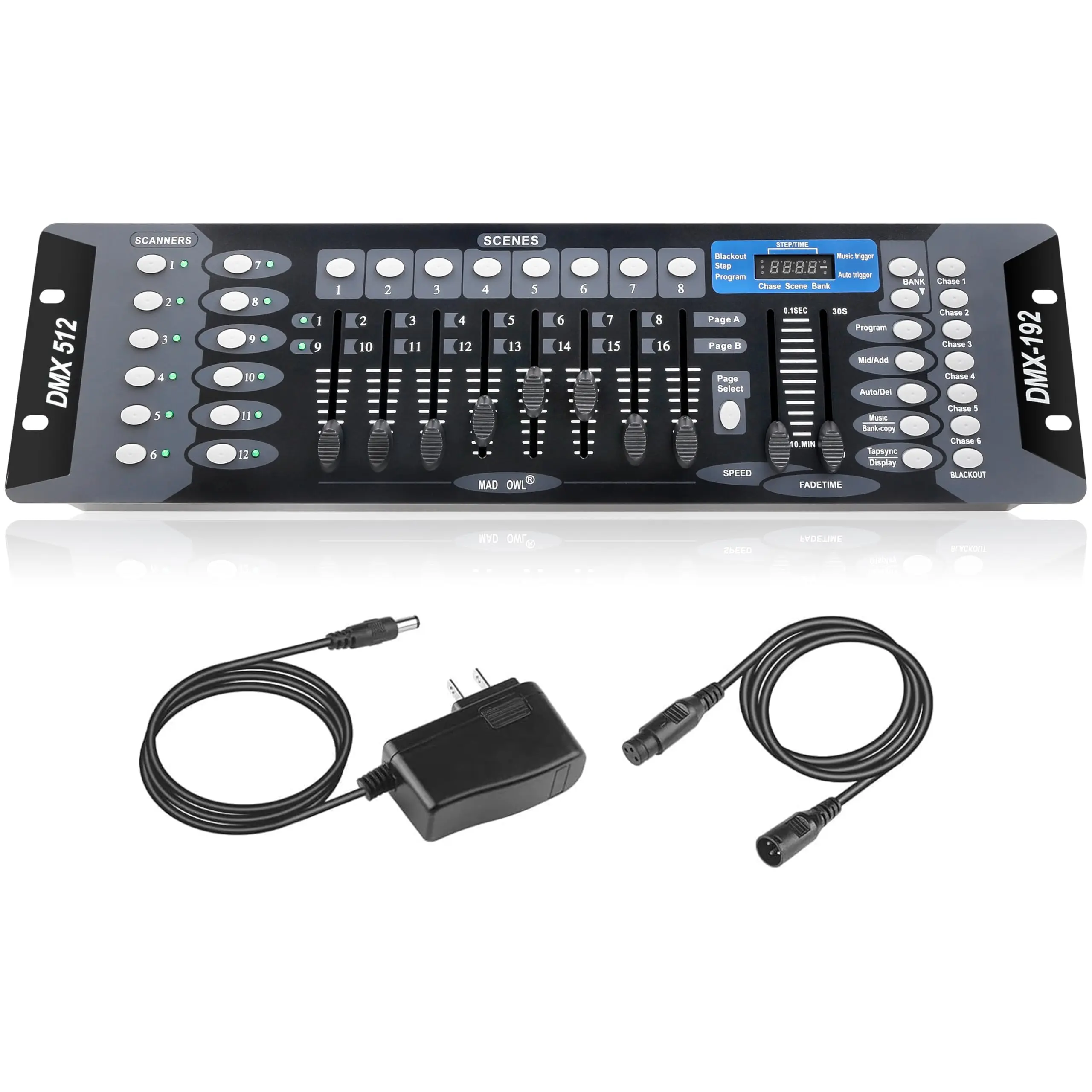 METYONLASER 192-Channel DMX512 Lighting Console, Programmable DJ Stage Lighting Fixture Accessory with 2m/6.6ft Cables, Programmable Scenes & Scene Editing Function, Lighting Fixtures